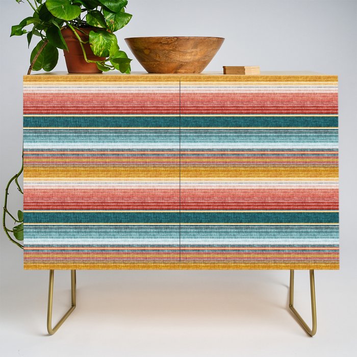 Serape Southwest Stripe - Orange & Teal Credenza