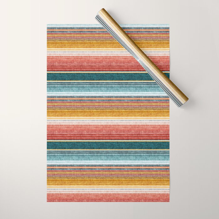 Serape Southwest Stripe - Orange & Teal Wrapping Paper