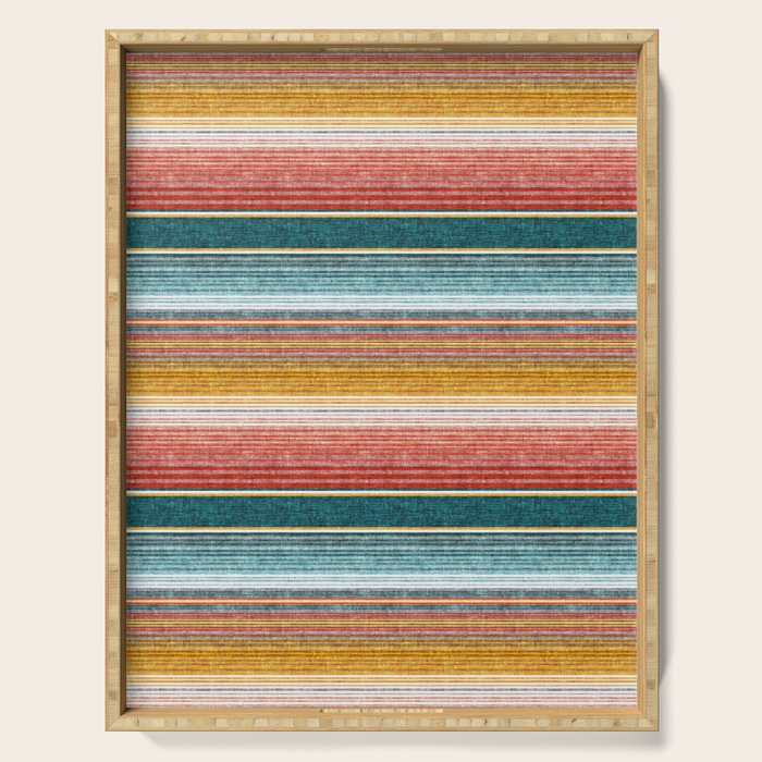 Serape Southwest Stripe - Orange & Teal Serving Tray