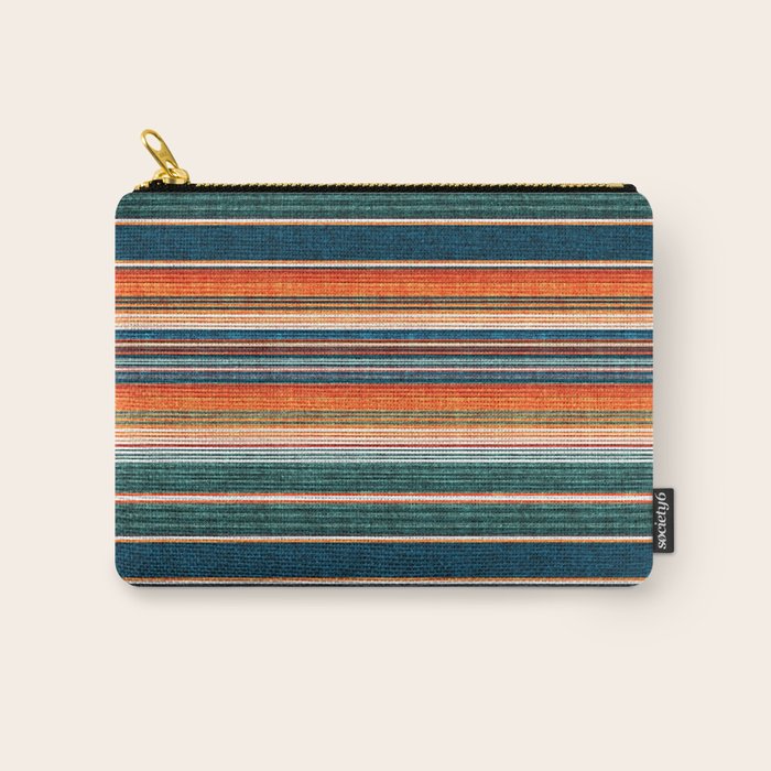 Serape Southwest Stripe - Orange & Dark Teal Carry All Pouch