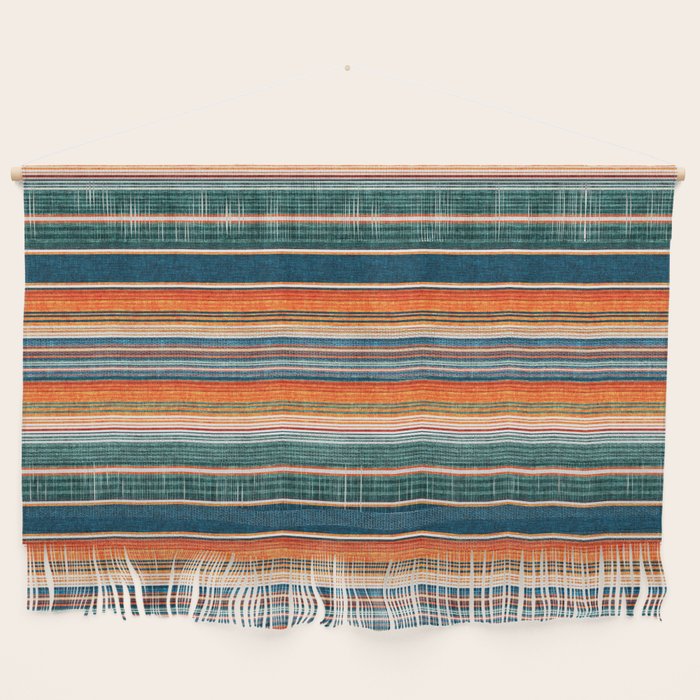 Serape Southwest Stripe - Orange & Dark Teal Wall Hanging