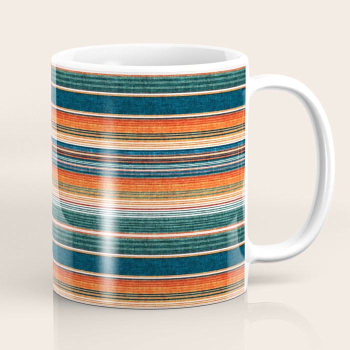 Serape Southwest Stripe - Orange & Dark Teal Coffee Mug