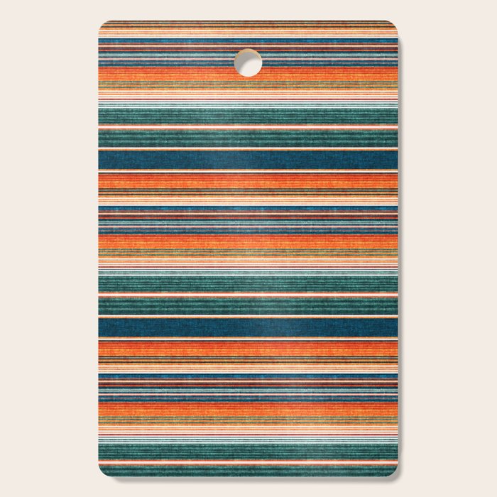 Serape Southwest Stripe - Orange & Dark Teal Cutting Board