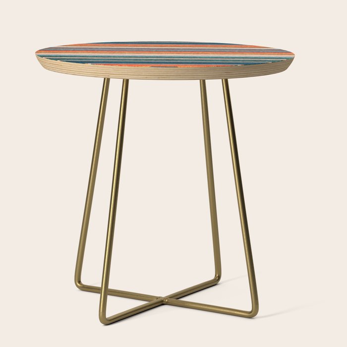 Serape Southwest Stripe - Orange & Dark Teal Side Table