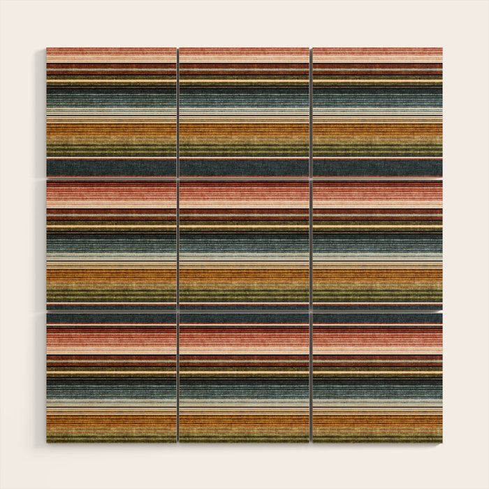 Serape Southwest Stripe - Earth Tones Wood Wall Art