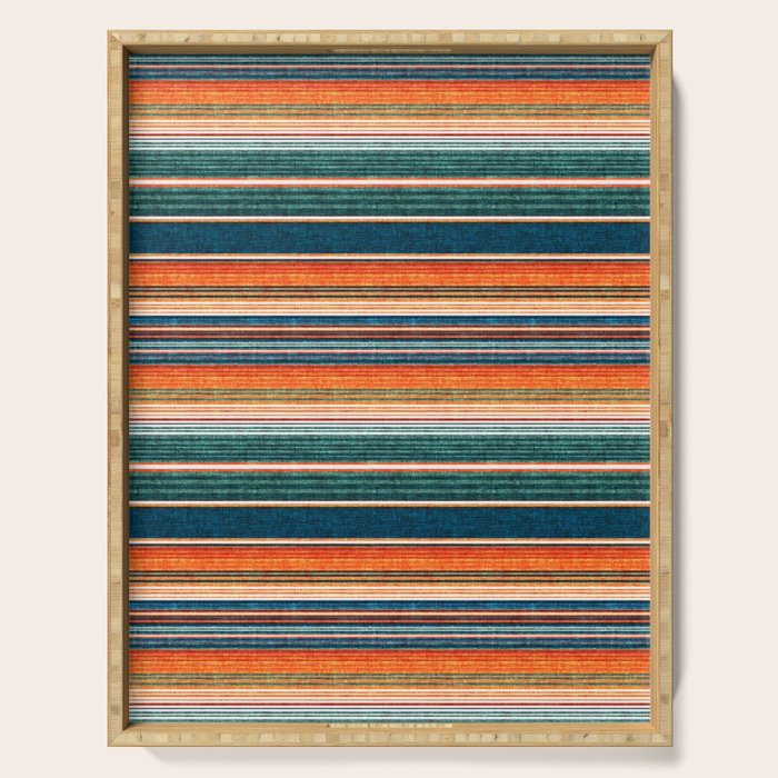 Serape Southwest Stripe - Orange & Dark Teal Serving Tray