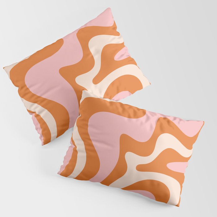 Liquid Swirl Retro Abstract Pattern In Orange Pink Cream Pillow Sham