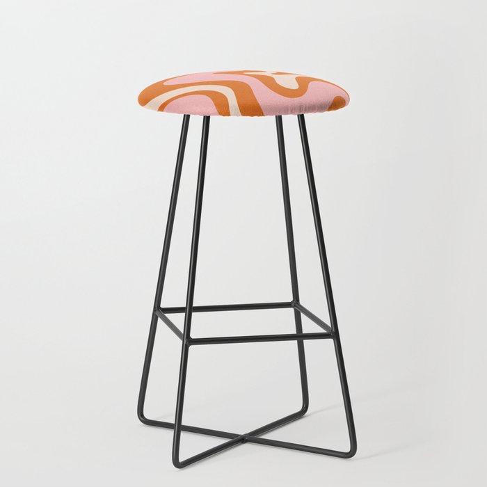 Liquid Swirl Retro Abstract Pattern In Orange Pink Cream Stool