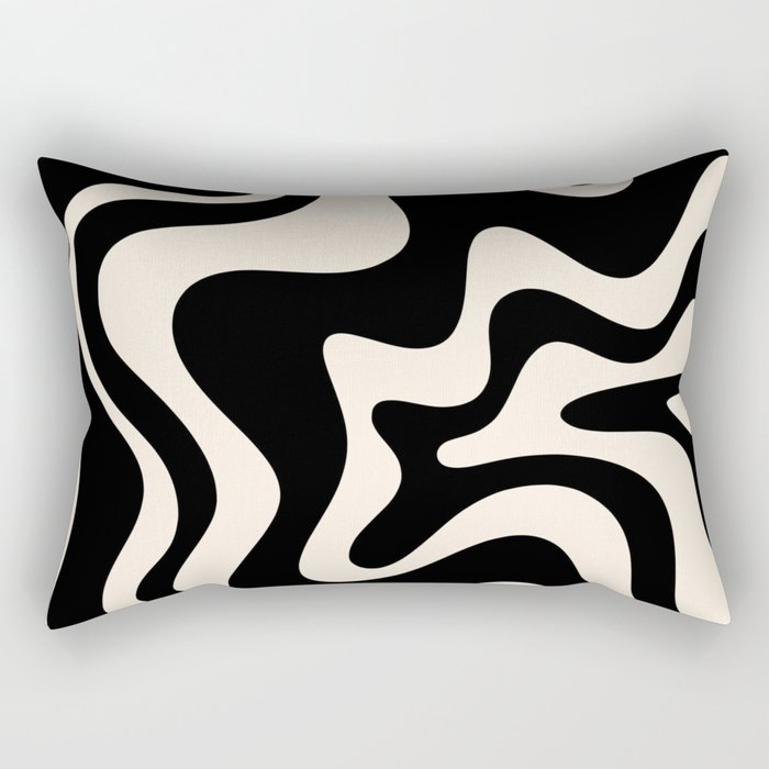 Retro Liquid Swirl Abstract In Black And Almond Cream  Rectangular Pillow