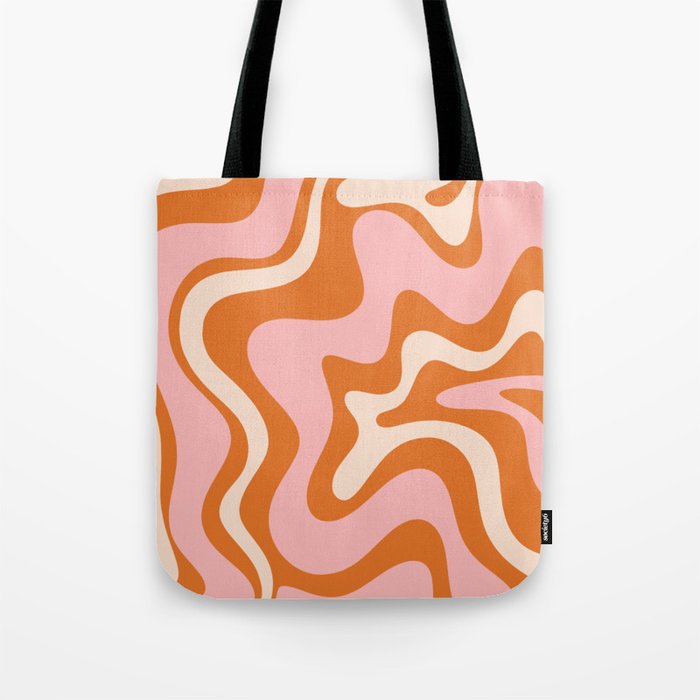 Liquid Swirl Retro Abstract Pattern In Orange Pink Cream Tote Bag