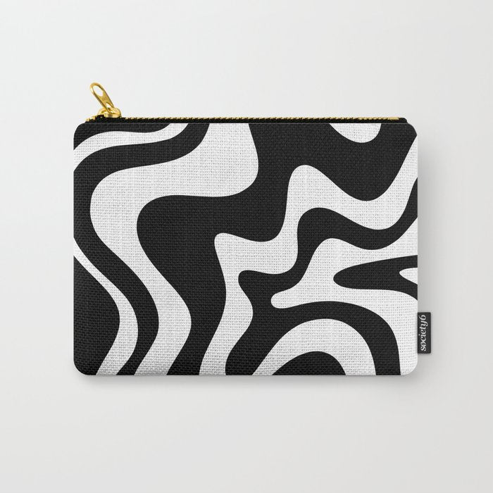 Liquid Swirl Abstract Pattern In Black And White Carry All Pouch
