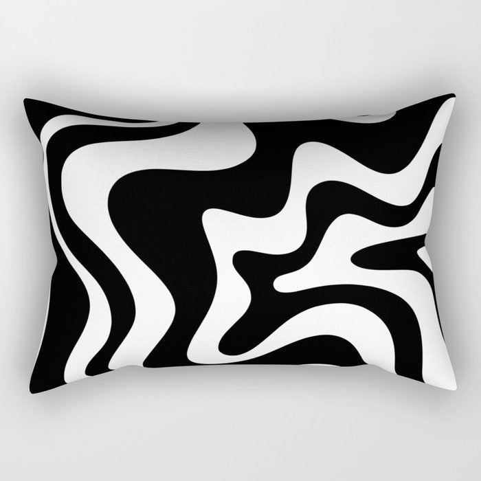 Liquid Swirl Abstract Pattern In Black And White Rectangular Pillow