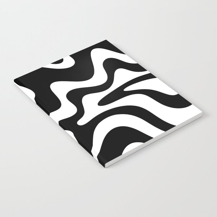 Liquid Swirl Abstract Pattern In Black And White Notebook