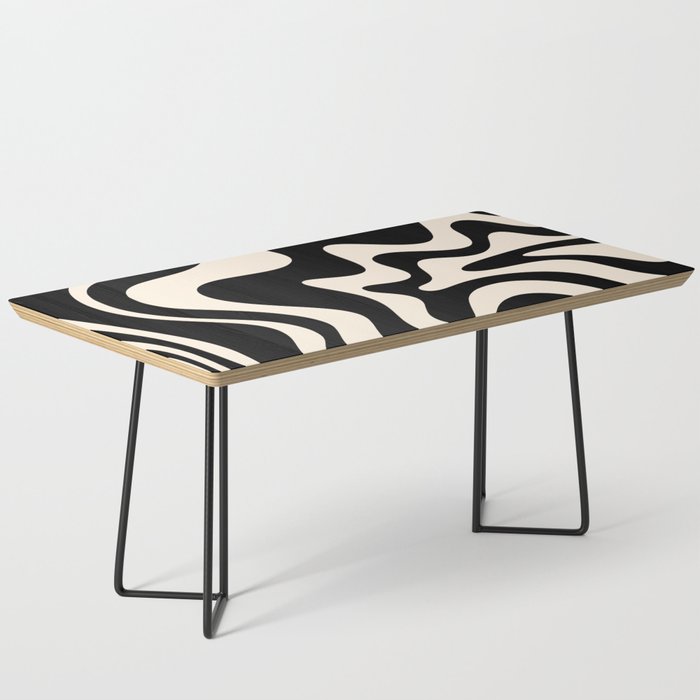 Retro Liquid Swirl Abstract In Black And Almond Cream  Coffee Table