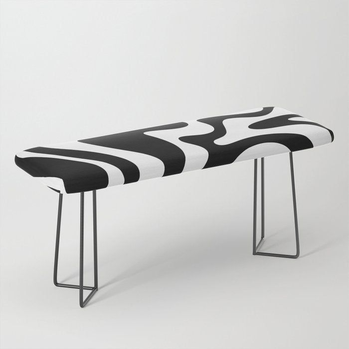 Liquid Swirl Abstract Pattern In Black And White Bench