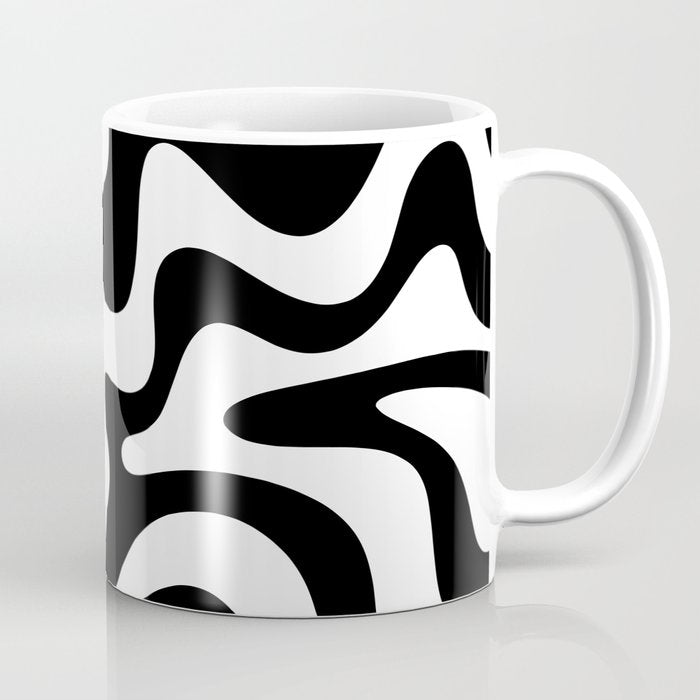 Liquid Swirl Abstract Pattern In Black And White Coffee Mug