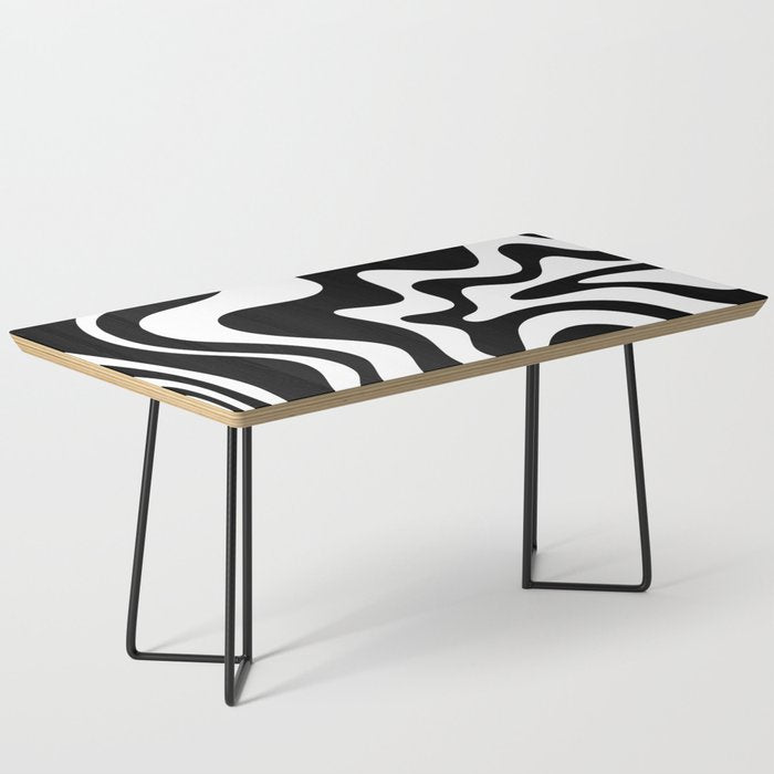 Liquid Swirl Abstract Pattern In Black And White Coffee Table