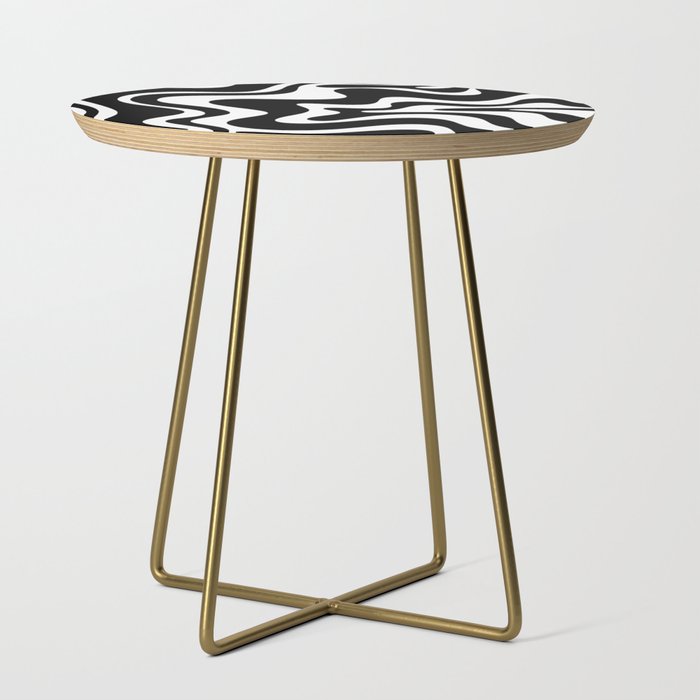 Liquid Swirl Abstract Pattern In Black And White Side Table