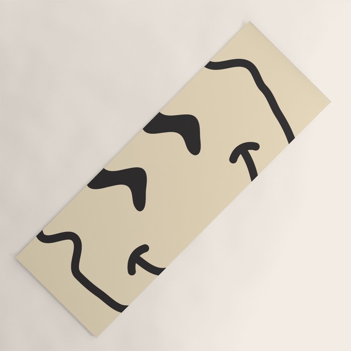 Wonky Smiley Face - Black And Cream Yoga Mat