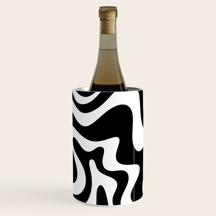 Liquid Swirl Abstract Pattern In Black And White Wine Chiller