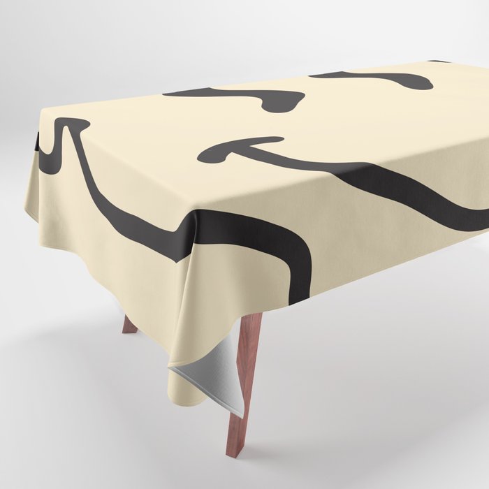 Wonky Smiley Face - Black And Cream Tablecloth
