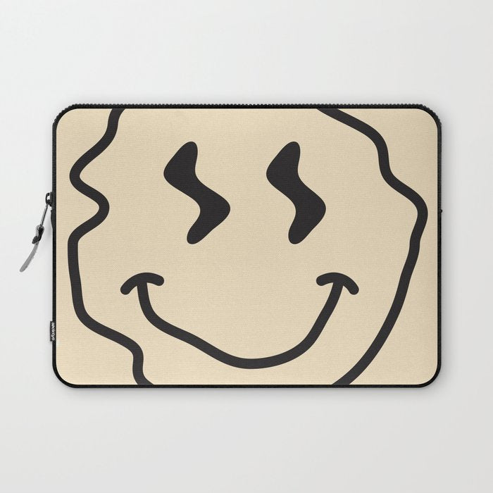 Wonky Smiley Face - Black And Cream Laptop Sleeve