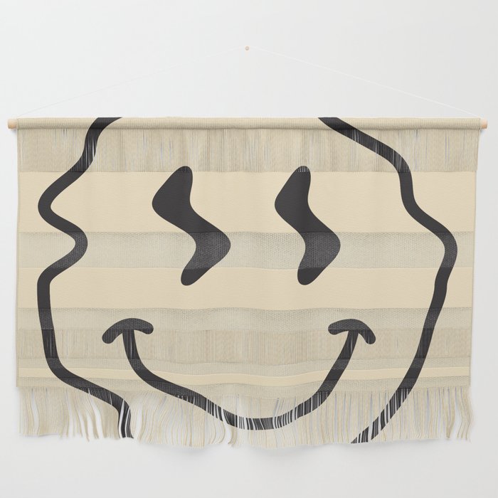 Wonky Smiley Face - Black And Cream Wall Hanging