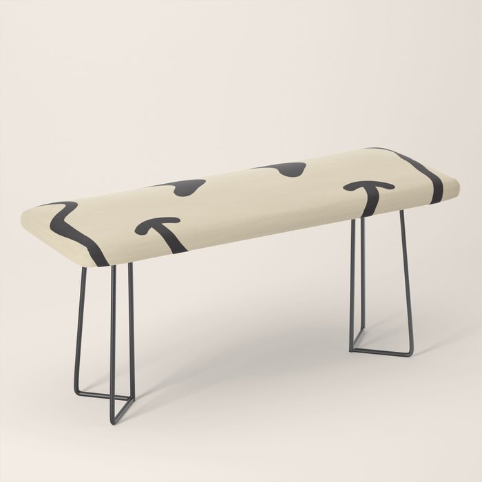 Wonky Smiley Face - Black And Cream Bench