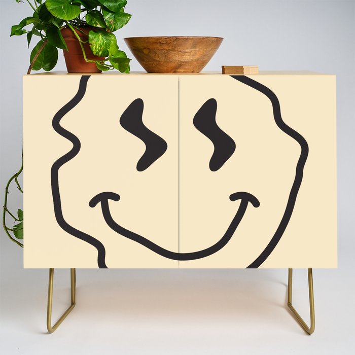 Wonky Smiley Face - Black And Cream Credenza