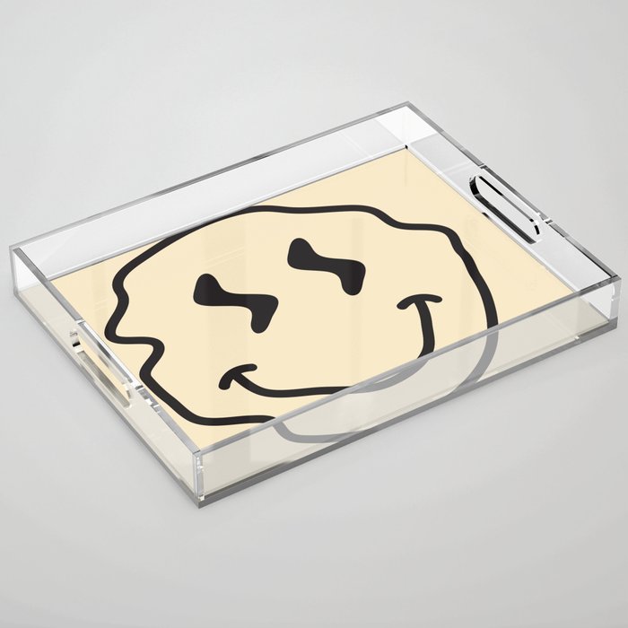 Wonky Smiley Face - Black And Cream Acrylic Tray