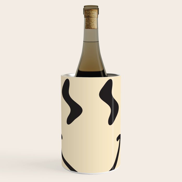 Wonky Smiley Face - Black And Cream Wine Chiller