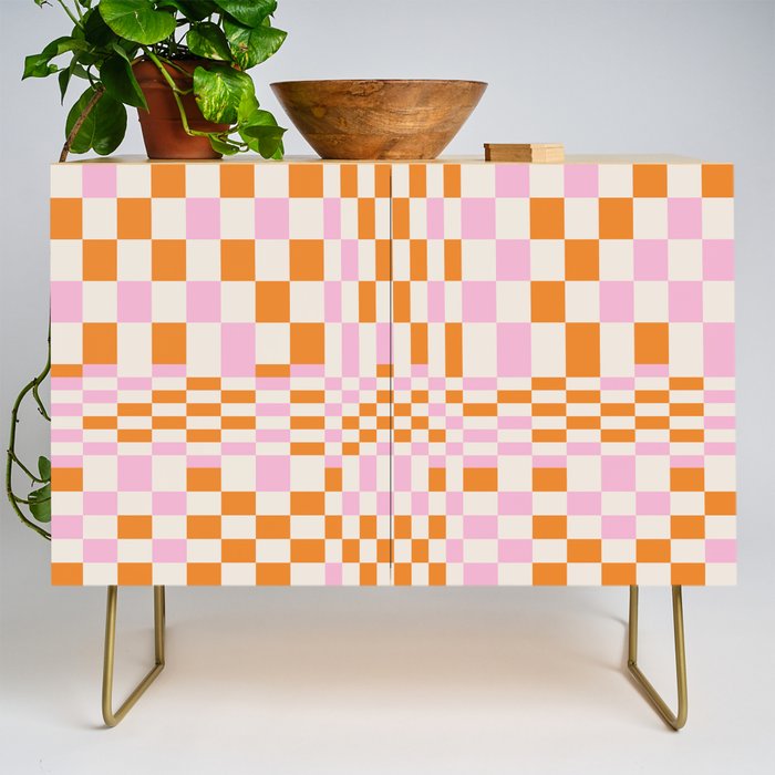 Happy Colorful Checkered Pattern  Credenza