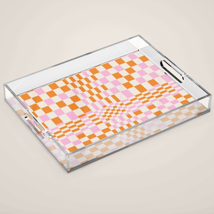Happy Colorful Checkered Pattern  Acrylic Tray