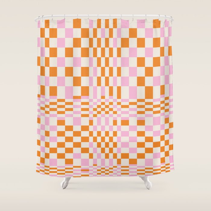 Happy Colorful Checkered Pattern  Shower Curtain
