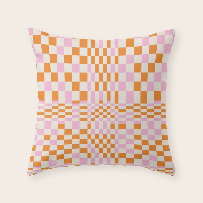 Happy Colorful Checkered Pattern  Throw Pillow
