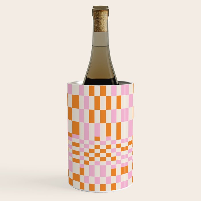 Happy Colorful Checkered Pattern  Wine Chiller