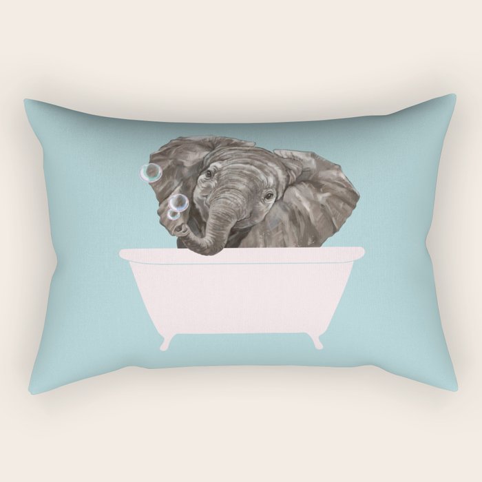 Baby Elephant In Bathtub Rectangular Pillow