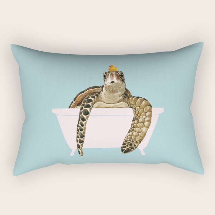 Sea Turtle In Bathtub Rectangular Pillow