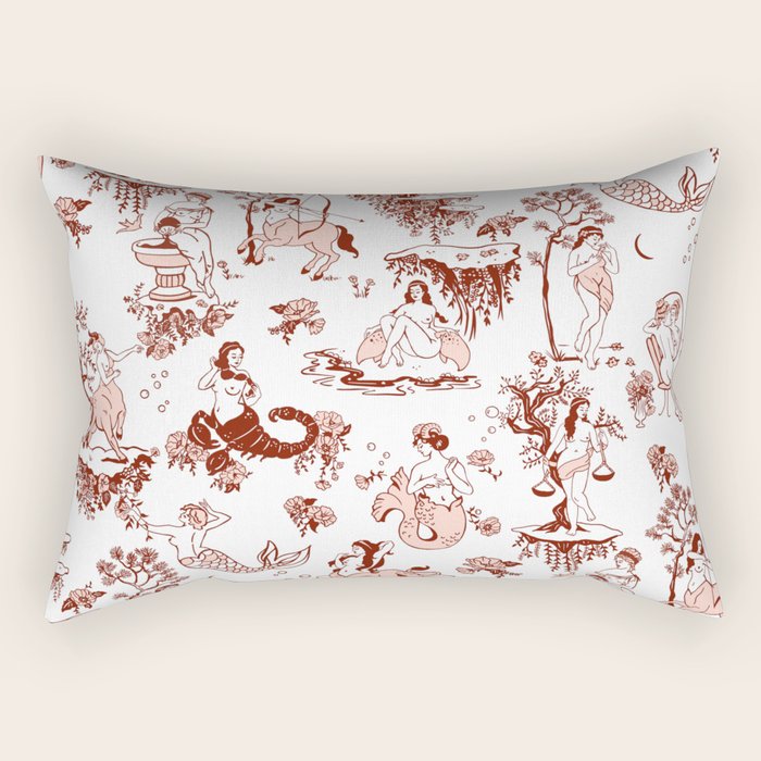 Zodiac Sign Astrology Toile Pattern Rectangular Pillow