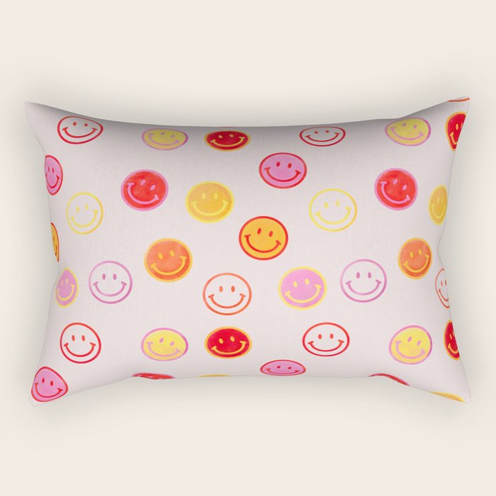Smiling Faces Pattern Rectangular Pillow