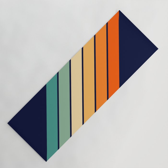Farida - 70s Vintage Style Retro Stripes Yoga Mat