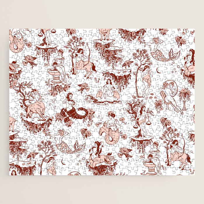Zodiac Sign Astrology Toile Pattern Jigsaw Puzzle
