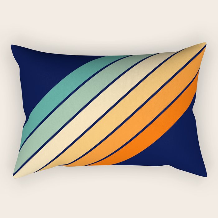 Farida - 70s Vintage Style Retro Stripes Rectangular Pillow