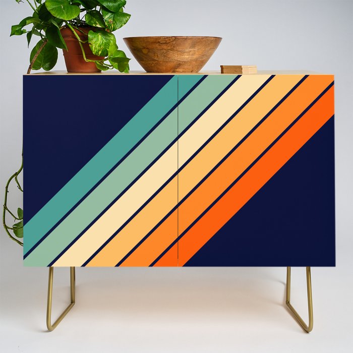Farida - 70s Vintage Style Retro Stripes Credenza