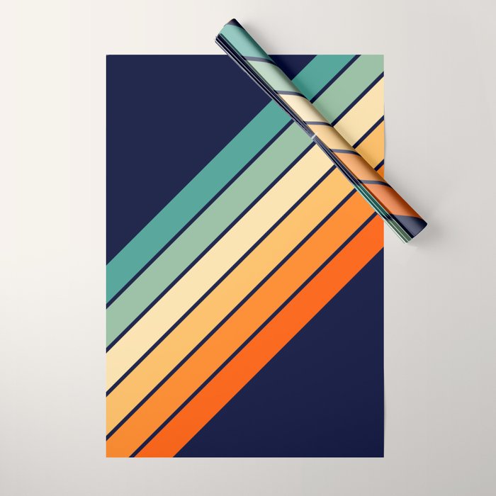 Farida - 70s Vintage Style Retro Stripes Wrapping Paper