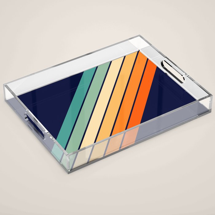Farida - 70s Vintage Style Retro Stripes Acrylic Tray