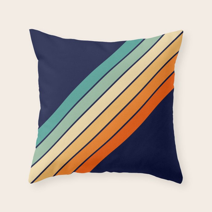 Farida - 70s Vintage Style Retro Stripes Throw Pillow