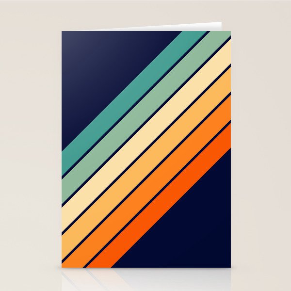 Farida - 70s Vintage Style Retro Stripes Stationery Card