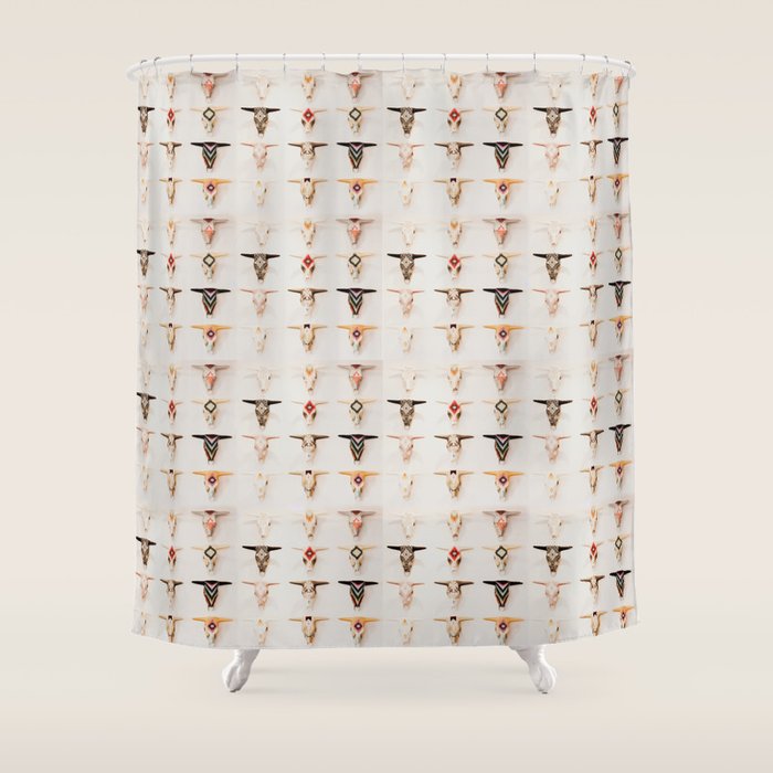 Bull Skulls - Mexican Folk Art Shower Curtain