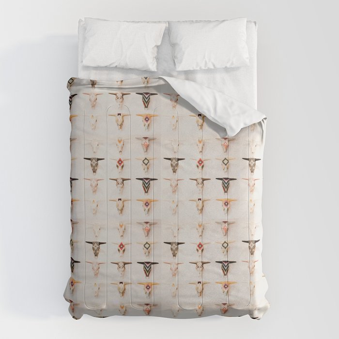 Bull Skulls - Mexican Folk Art Comforter